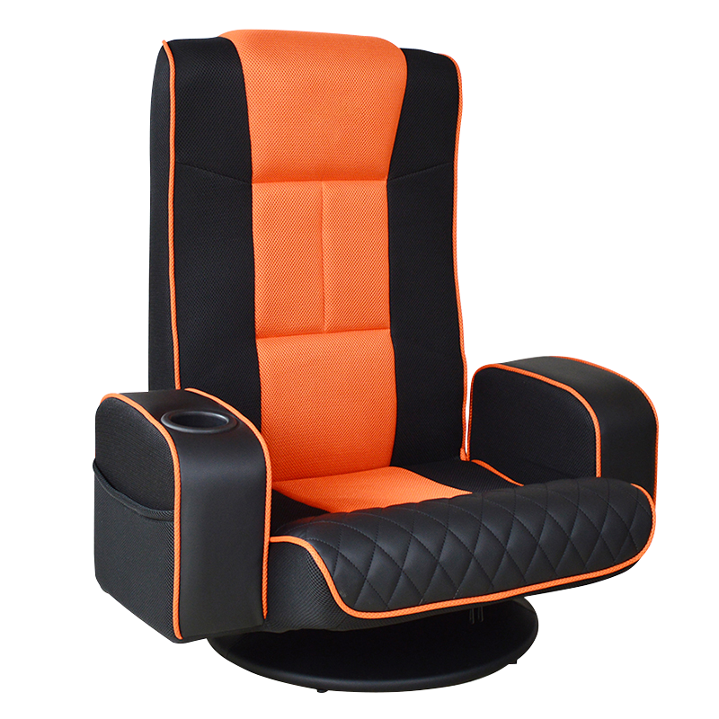 কাপ হোল্ডারের সাথে সামঞ্জস্যযোগ্য মেশ পু ফ্লোর গেমিং চেয়ার (S-0107b)