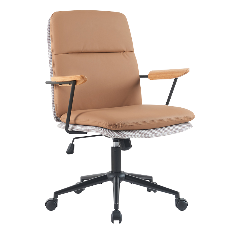 মাটির হলুদ উড আর্মরেস্ট ডাবল কুশন হোম অফিস চেয়ার (X-5135)