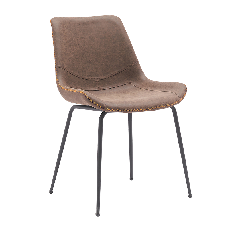 ব্রাউন মেটাল লেগ মিড-ব্যাক অ্যাকসেন্ট ডাইনিং চেয়ার (Y-C12)
