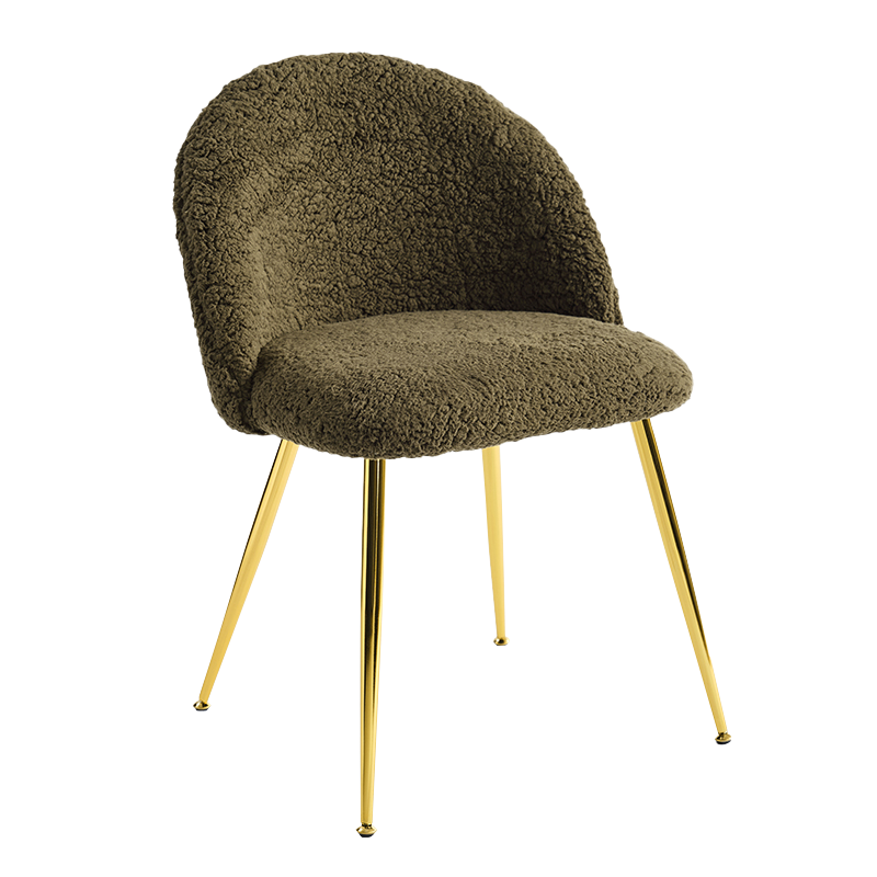 গোল্ডেন বেস সহ সবুজ টেডি ফ্লিস ডাইনিং চেয়ার (Y-C16)