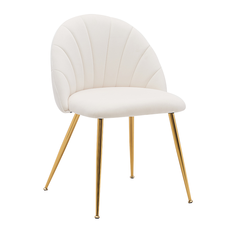 হোয়াইট ভেলভেট লো ব্যাক উড অ্যাকসেন্ট ডাইনিং চেয়ার (Y-C28)