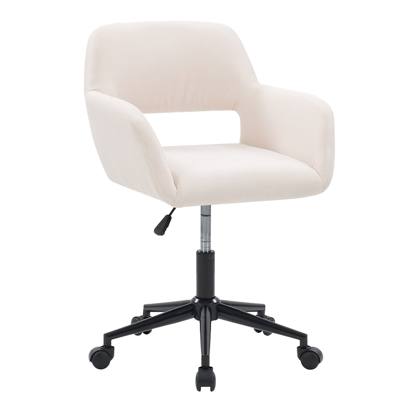 বেইজ ফ্যাব্রিক কাঠ আর্মরেস্ট ওয়াইড আপহোলস্টার্ড হোম অফিস চেয়ার (GY-630)