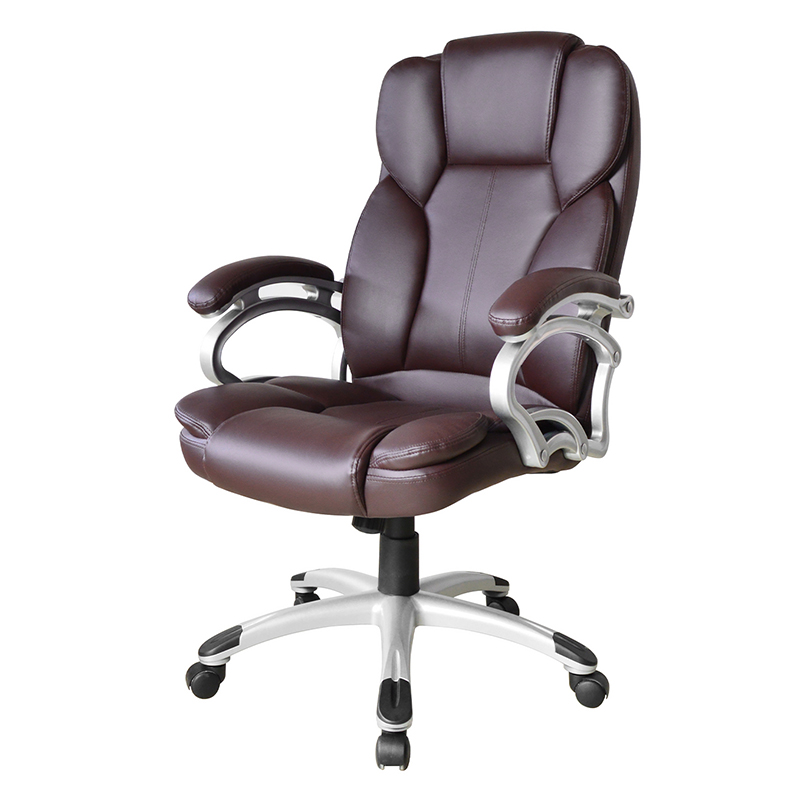 ব্রাউন হাই ব্যাক ফিক্সড প্যাড আর্মরেস্ট এক্সিকিউটিভ অফিস সিট (Y-2825)