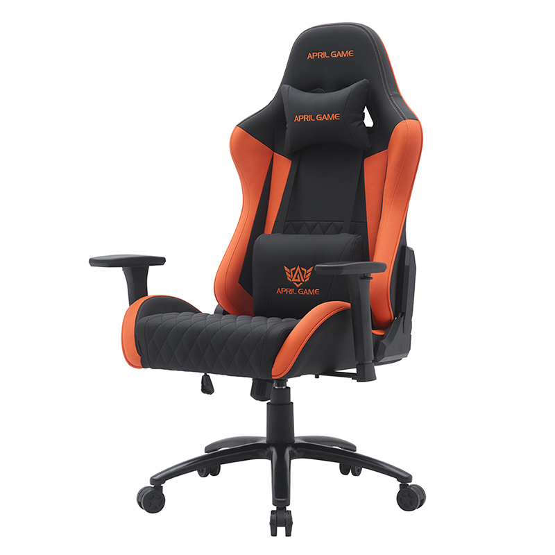 সামঞ্জস্যযোগ্য 3D আর্মরেস্ট সহ কমলা আধুনিক সুইভেল গেমিং চেয়ার (T-7122)