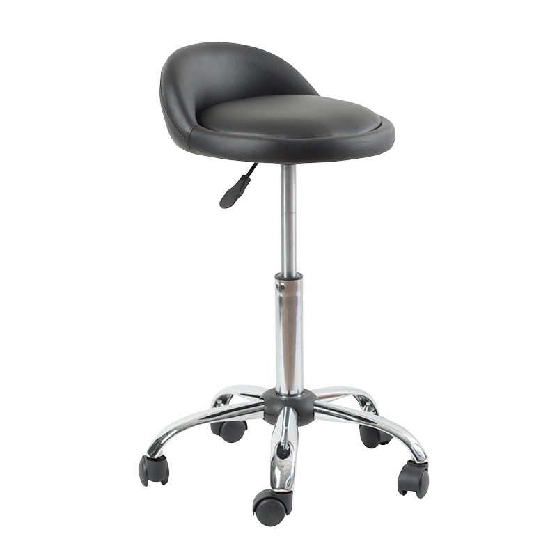 কালো পিইউ লো ব্যাক রাউন্ড সিট সুইভেল লিফট বার স্টুল উইথ হুইলস (GY-1021A)